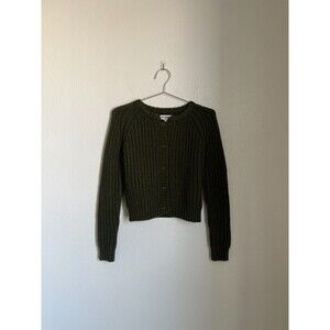 UNIF x Urban Outfitters Chloe Crop Cardigan in Olive Green Size SMALL